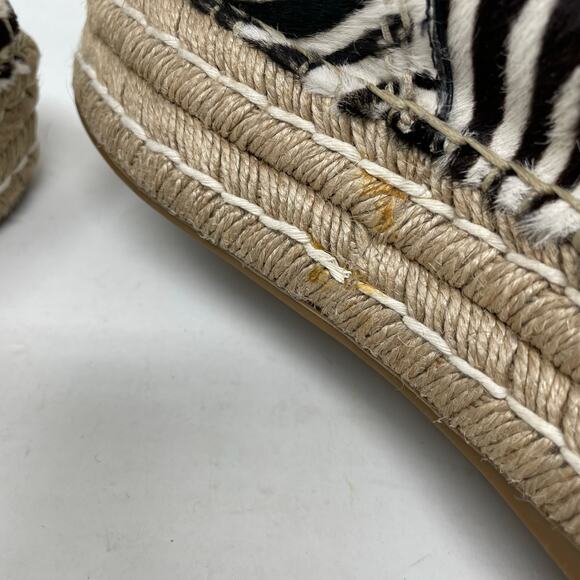 Prada Zebra Print Calf Hair Espadrilles Slip On Platform Open Toe Shoes 39 9 - Picture 9 of 16